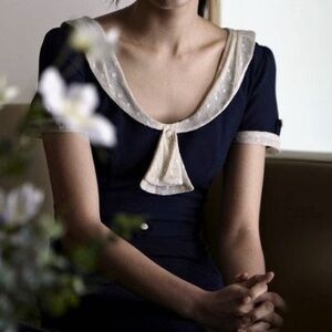 Stop Staring navy and cream Raylene dress